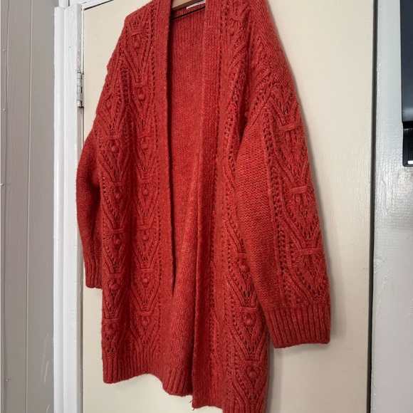 Anthropologie Nuria Textured Coral Cardigan - Picture 4 of 7